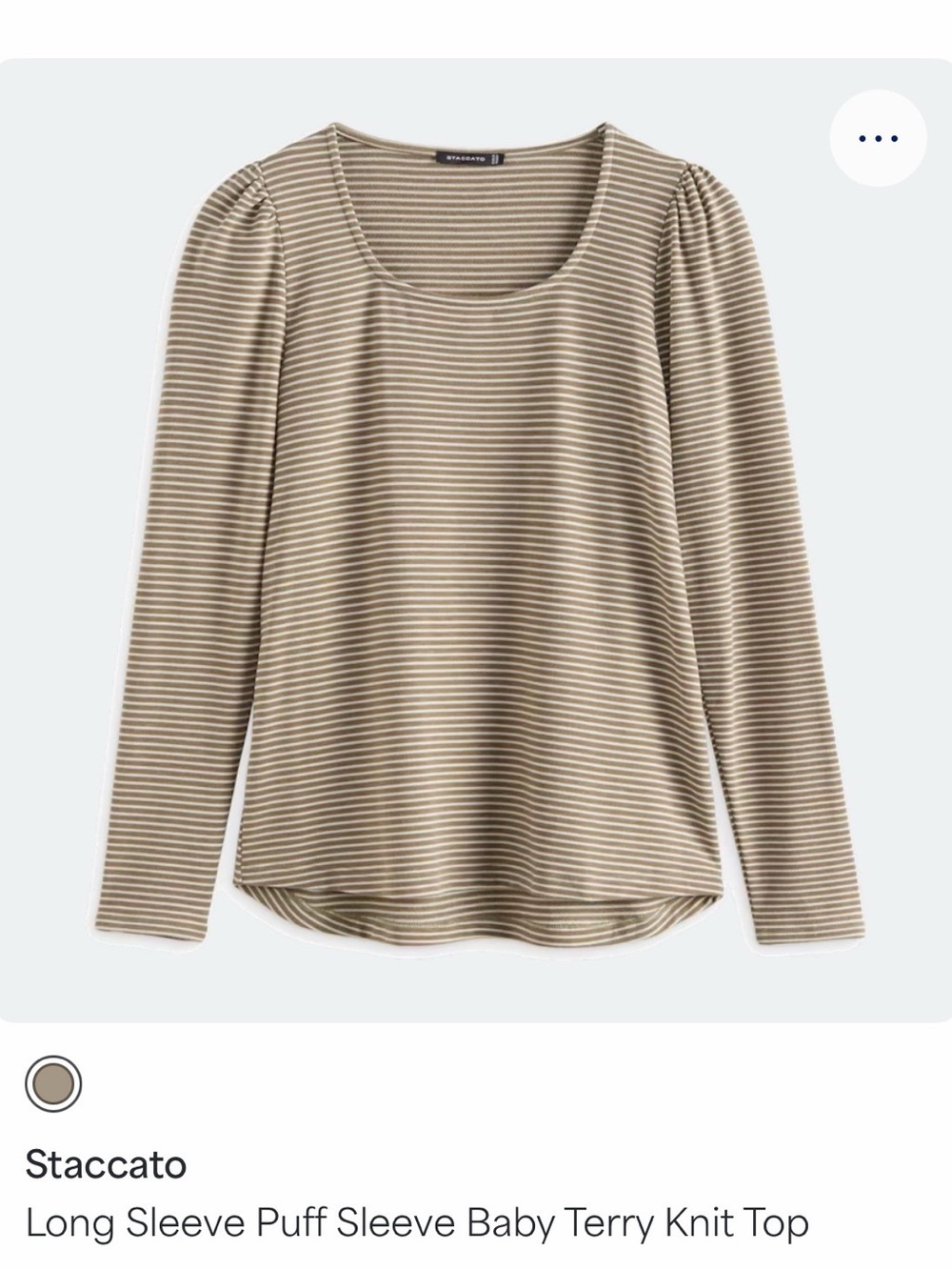 Staccato Taupe Long Sleeve Puff-Sleeve Baby Terry Knit Top - Olive